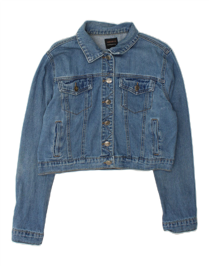 FOREVER 21 Womens Crop Denim Jacket UK 16 Large Blue Vintage Forever 21 and Second-Hand Forever 21 from Messina Hembry 