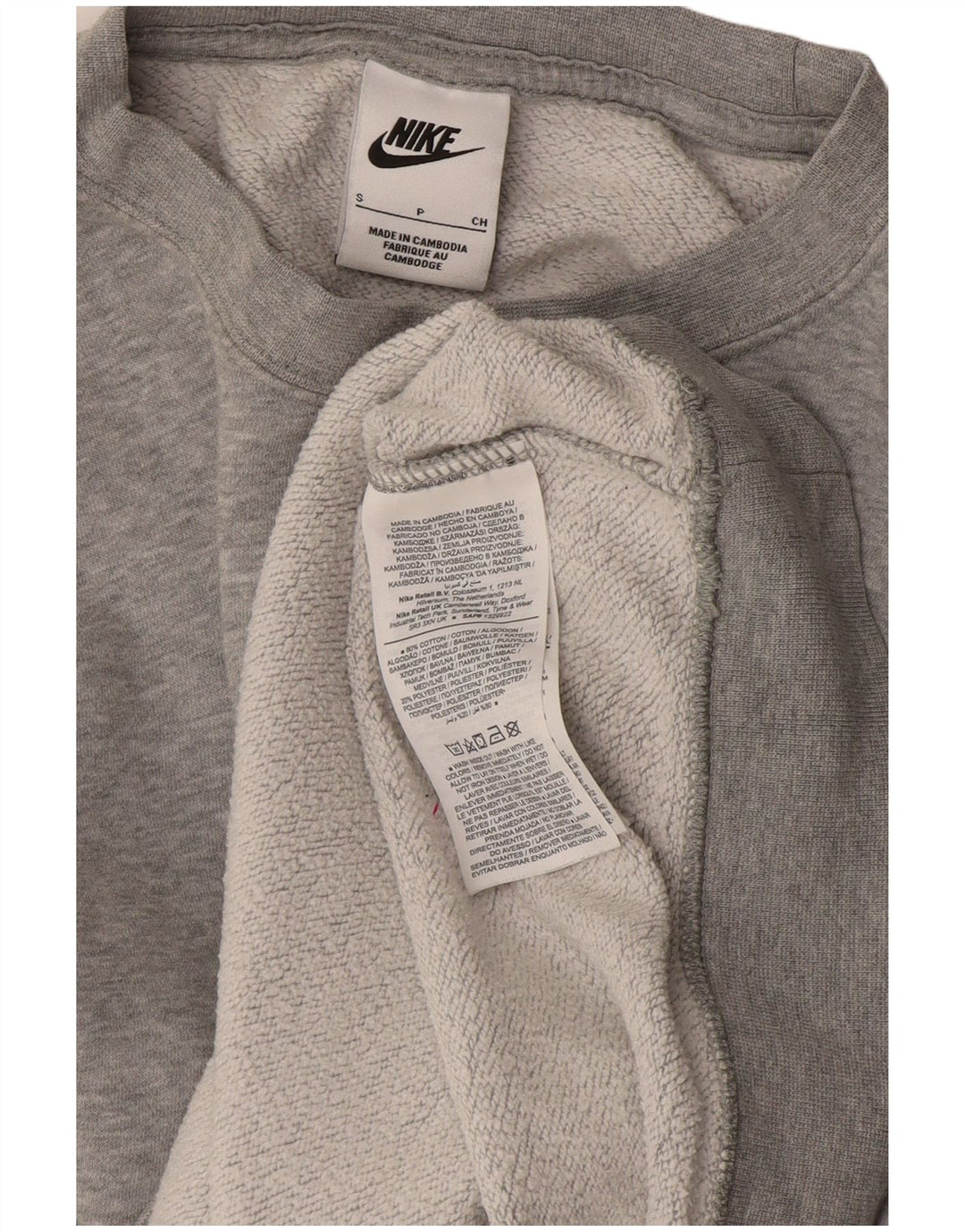 Pulover supradimensionat cu grafic Nike pentru femei UK 10 Bumbac gri mic