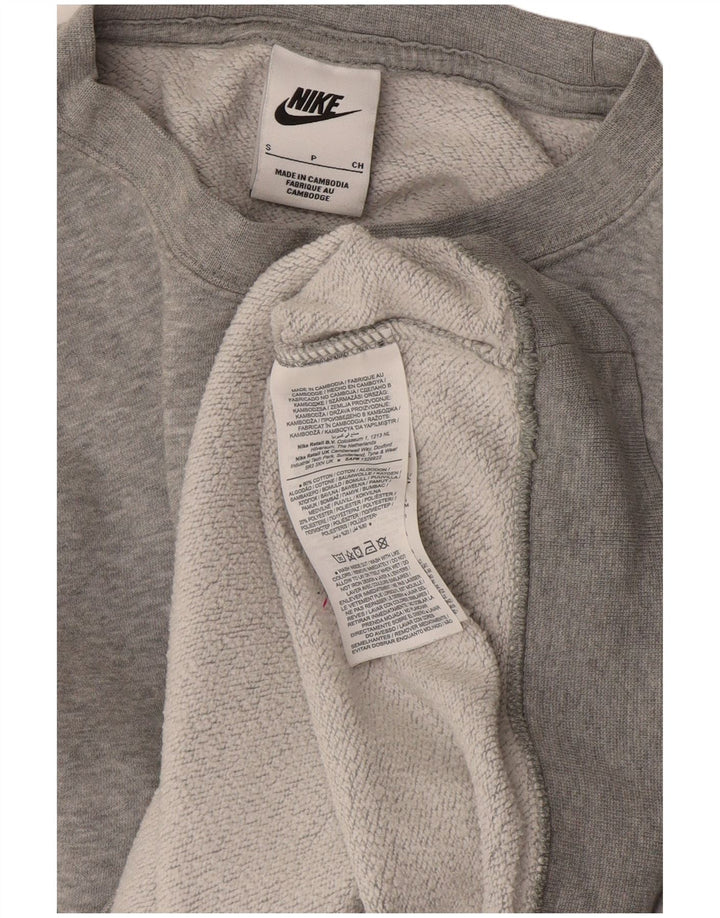 Pulover supradimensionat cu grafic Nike pentru femei UK 10 Bumbac gri mic