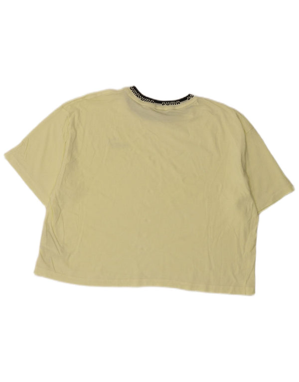 Tricou cu grafic Puma pentru femei Crop Top UK 16 Large Yellow Bumbac