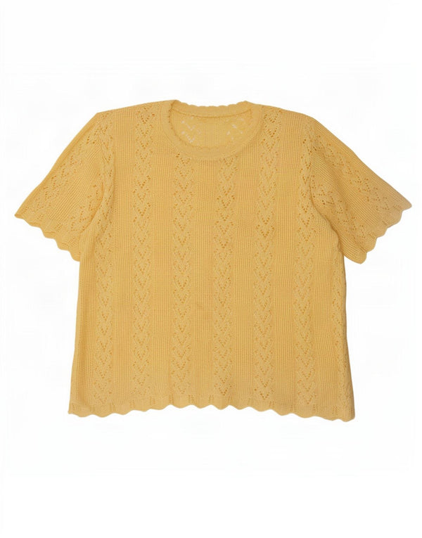 Bluză din tricot supradimensionată pentru femei Vintage UK 14 Galben mediu