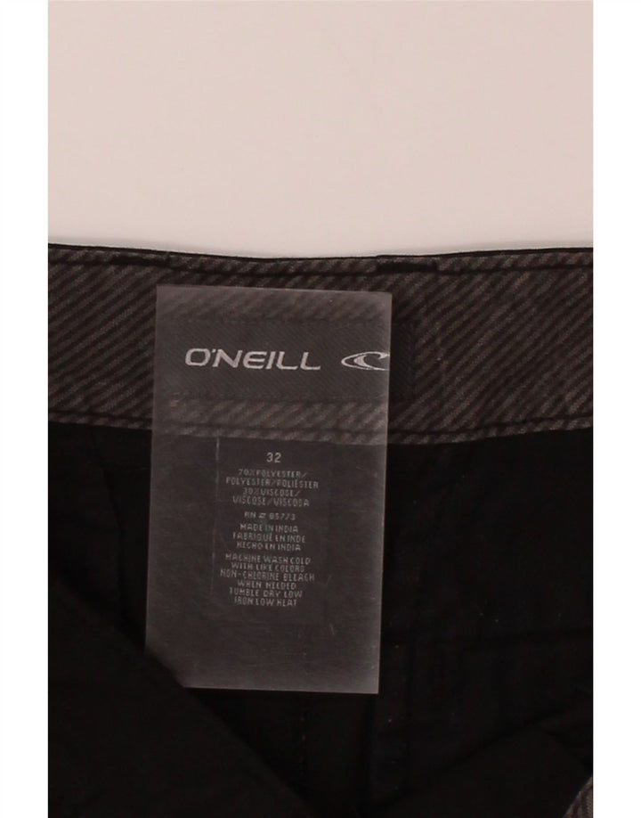 O'NEILL Mens Chino Shorts W32 Medium  Black Striped Polyester Vintage O'Neill and Second-Hand O'Neill from Messina Hembry 