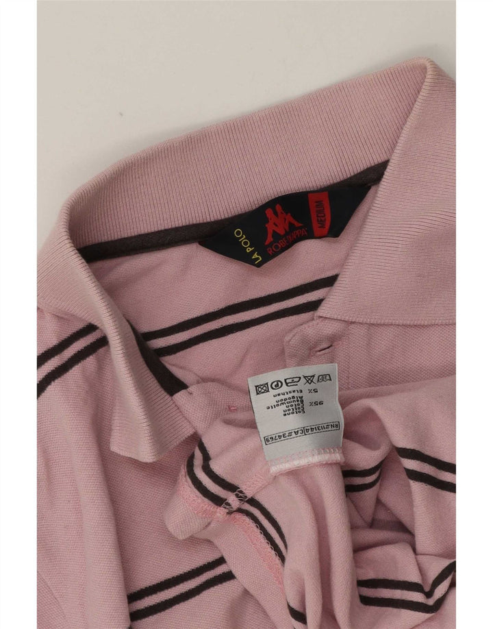 Cămașă polo pentru bărbați Kappa, bumbac cu dungi roz mediu