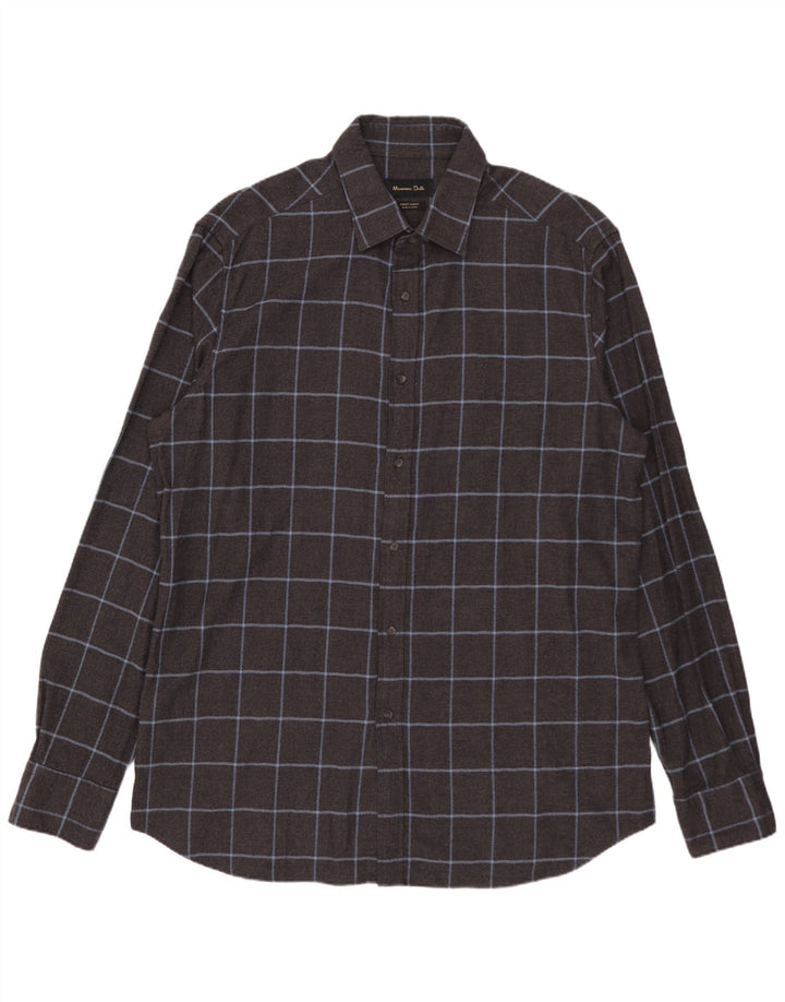 Cămașă de flanel pentru bărbați MASSIMO DUTTI XL, bumbac cu carouri gri
