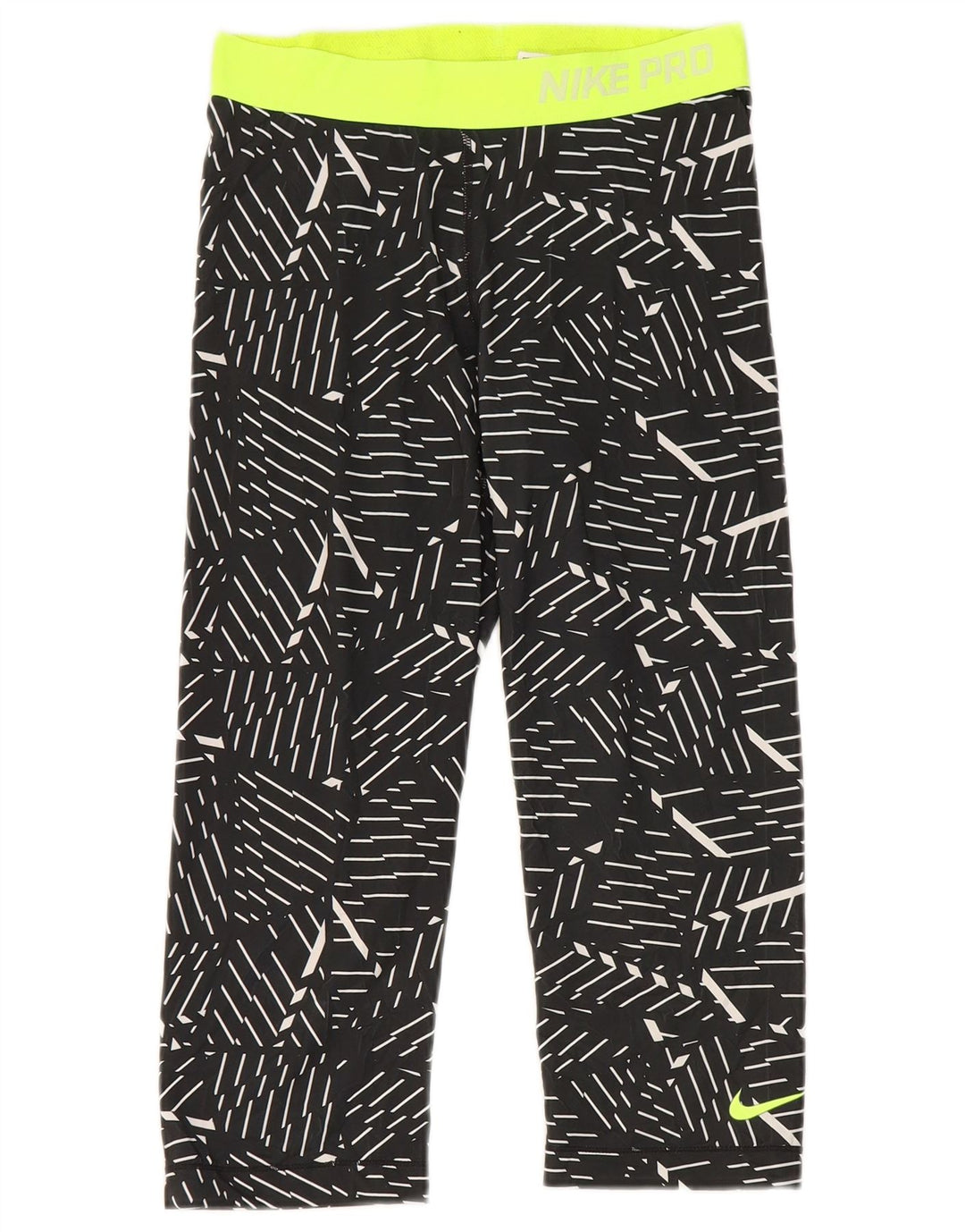 Leggings Nike Graphic Capri pentru femei UK 12 Poliester geometric negru mediu