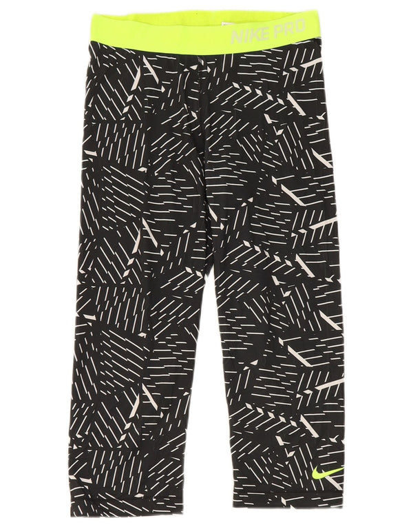 Leggings Nike Graphic Capri pentru femei UK 12 Poliester geometric negru mediu