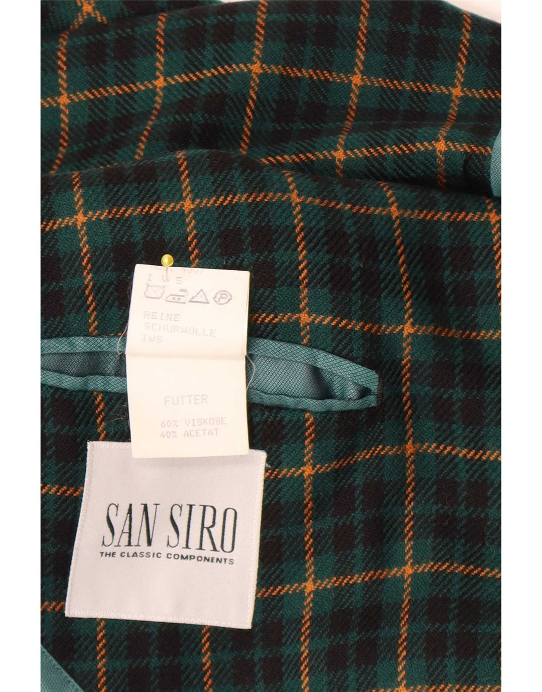 Jachetă vintage pentru bărbați cu 3 nasturi, UK 40, lână cu carouri mari, verde