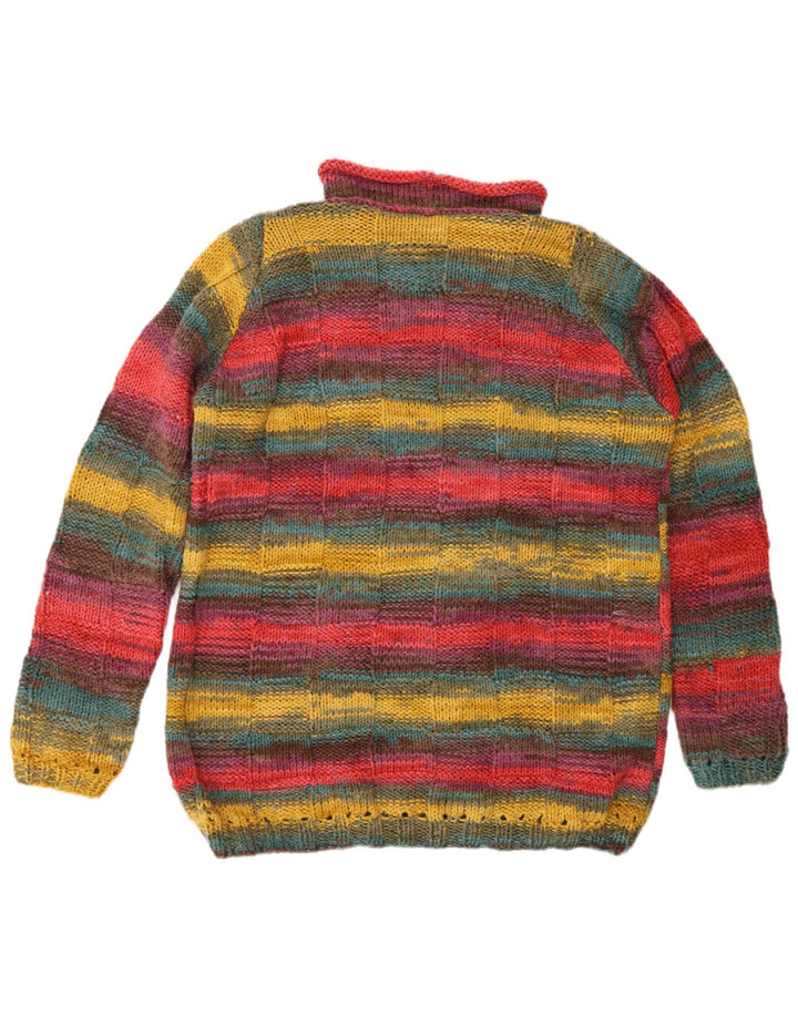 Pulover Vintage pentru bărbați cu gât rulat, cu dungi mari, multicolore