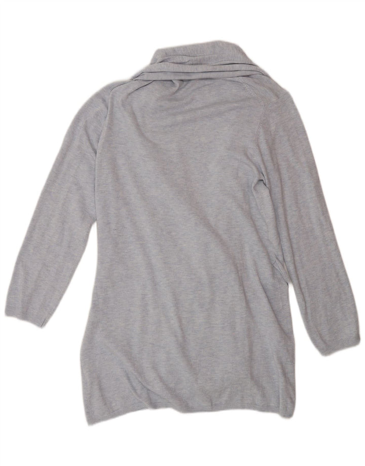 Pulover cardigan lung pentru femei Zara UK 14, viscoză albastră medie