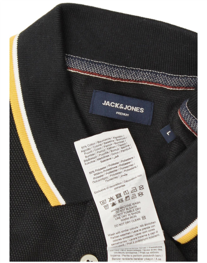 Tricou polo Jack & Jones pentru bărbați, mare, negru, bumbac