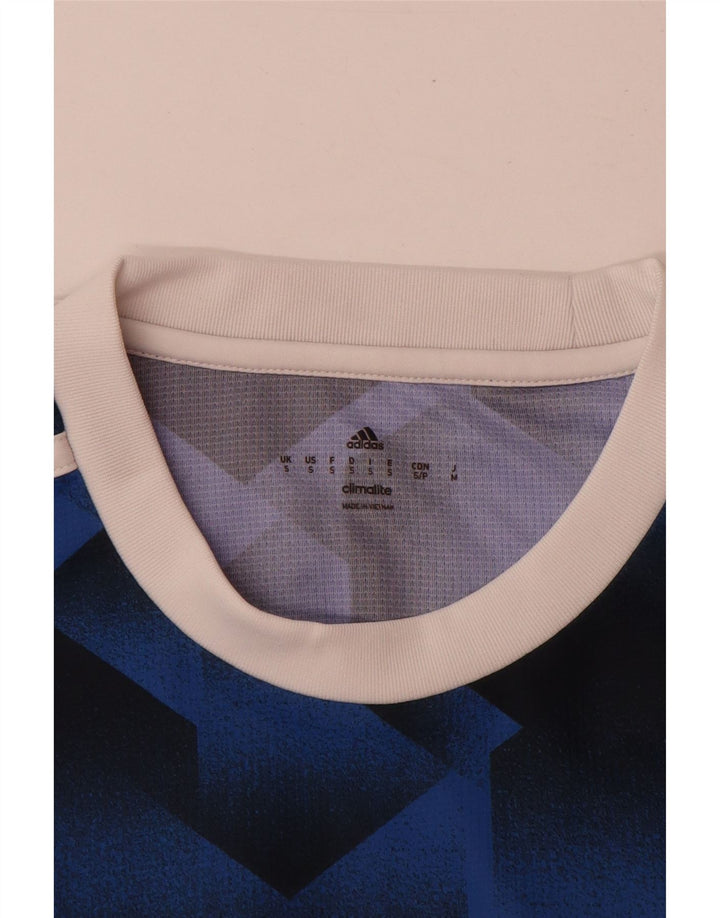 Tricou cu grafic Climalite Adidas pentru bărbați Top mic, albastru, poliester geometric