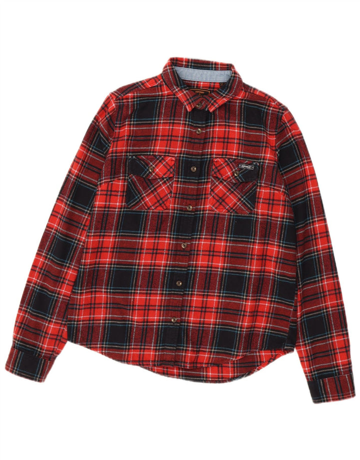 Cămașă de flanel pentru femei SUPERDRY UK 8 Small Red Check Bumbac
