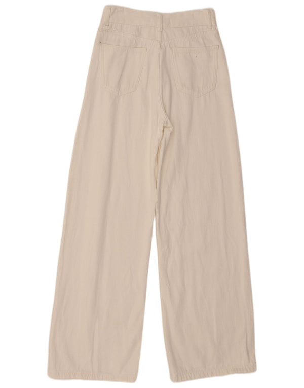 Blugi Zara femei cu talie înaltă cu picioare largi EU 36 XS W26 L31 bumbac alb
