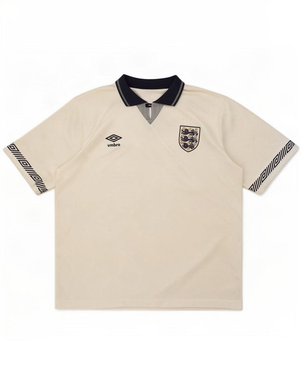 Tricou de fotbal Umbro Anglia 1990-1992 pentru bărbați, alb mediu