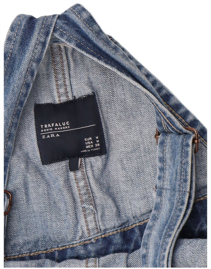Zara Womens Trafaluc Distressed Salopete Blugi Slim Medium L32 L27 Albastru