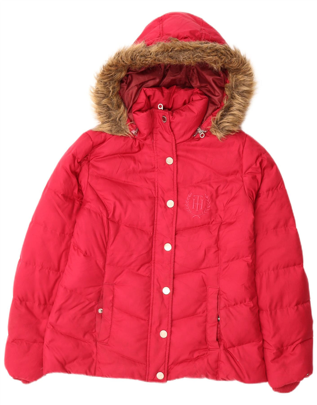 Jachetă căptușită cu glugă pentru femei Tommy Hilfiger UK 10 Poliester roz mic