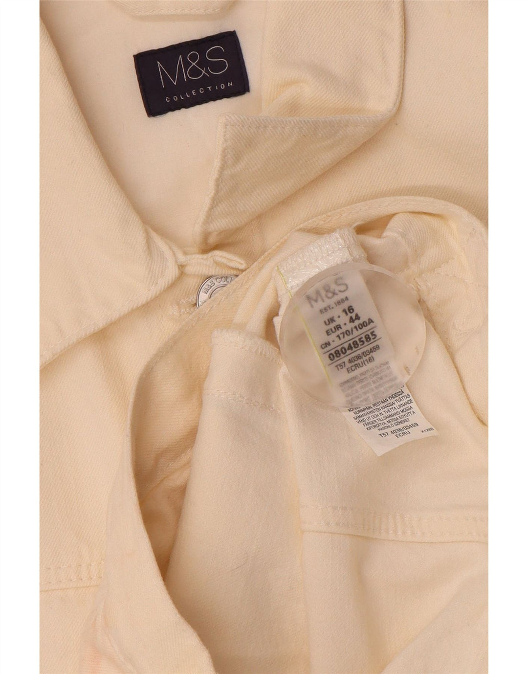 Marks & Spencer jachetă de denim crop pentru femei UK 16 mare bumbac alb