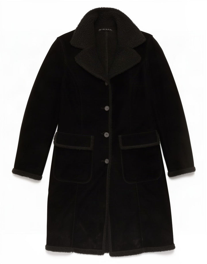 Pardesiu Sherpa pentru femei Sisley UK 10 Poliester negru mic