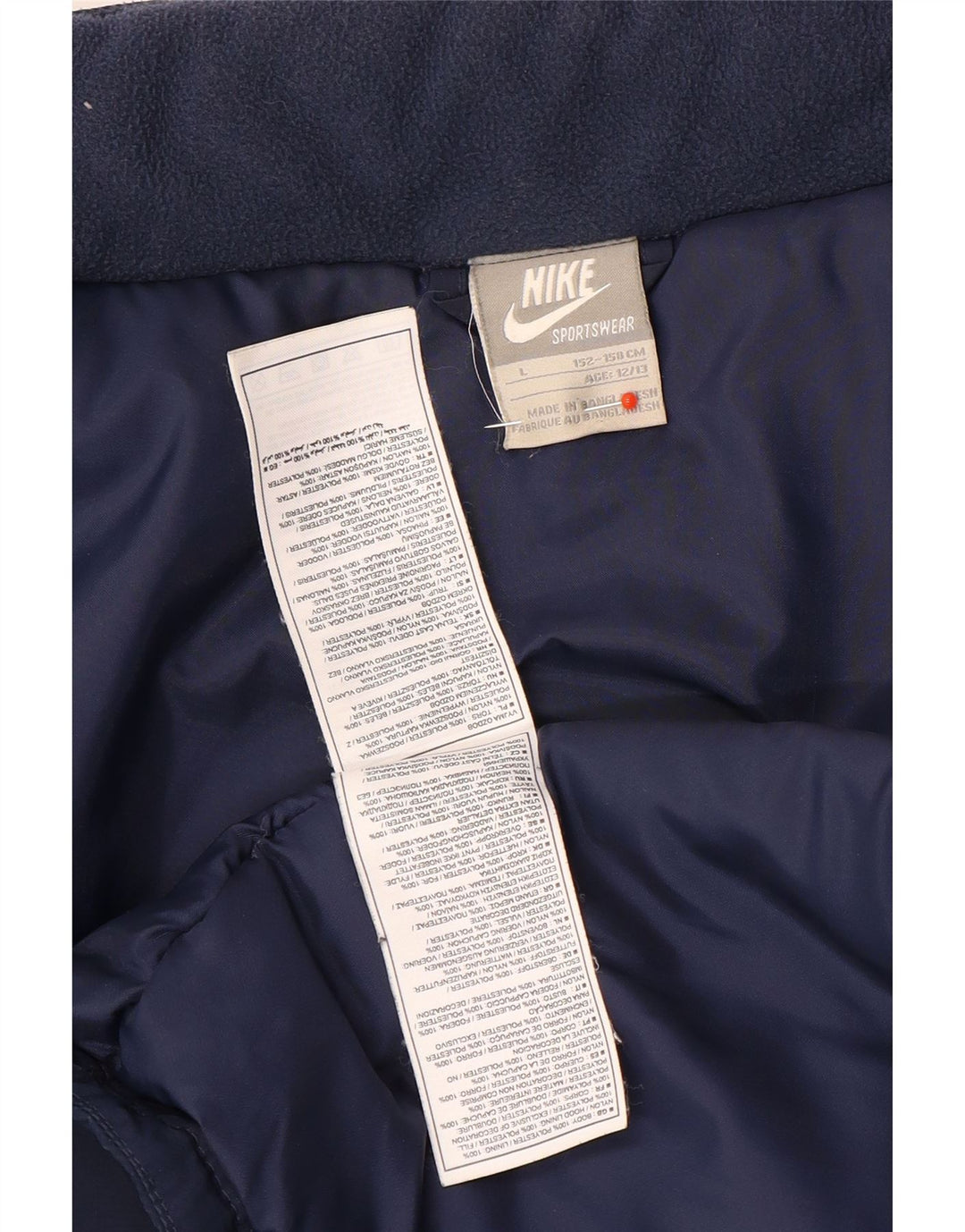 Jachetă căptușită cu grafică Nike pentru băieți 12-13 ani, mare, albastru bleumarin, poliester