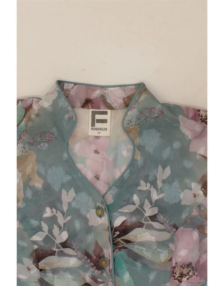 FRANKENWALDER Womens 3/4 Sleeve Shirt Blouse EU 38 Medium Blue Floral Vintage Frankenwalder and Second-Hand Frankenwalder from Messina Hembry 