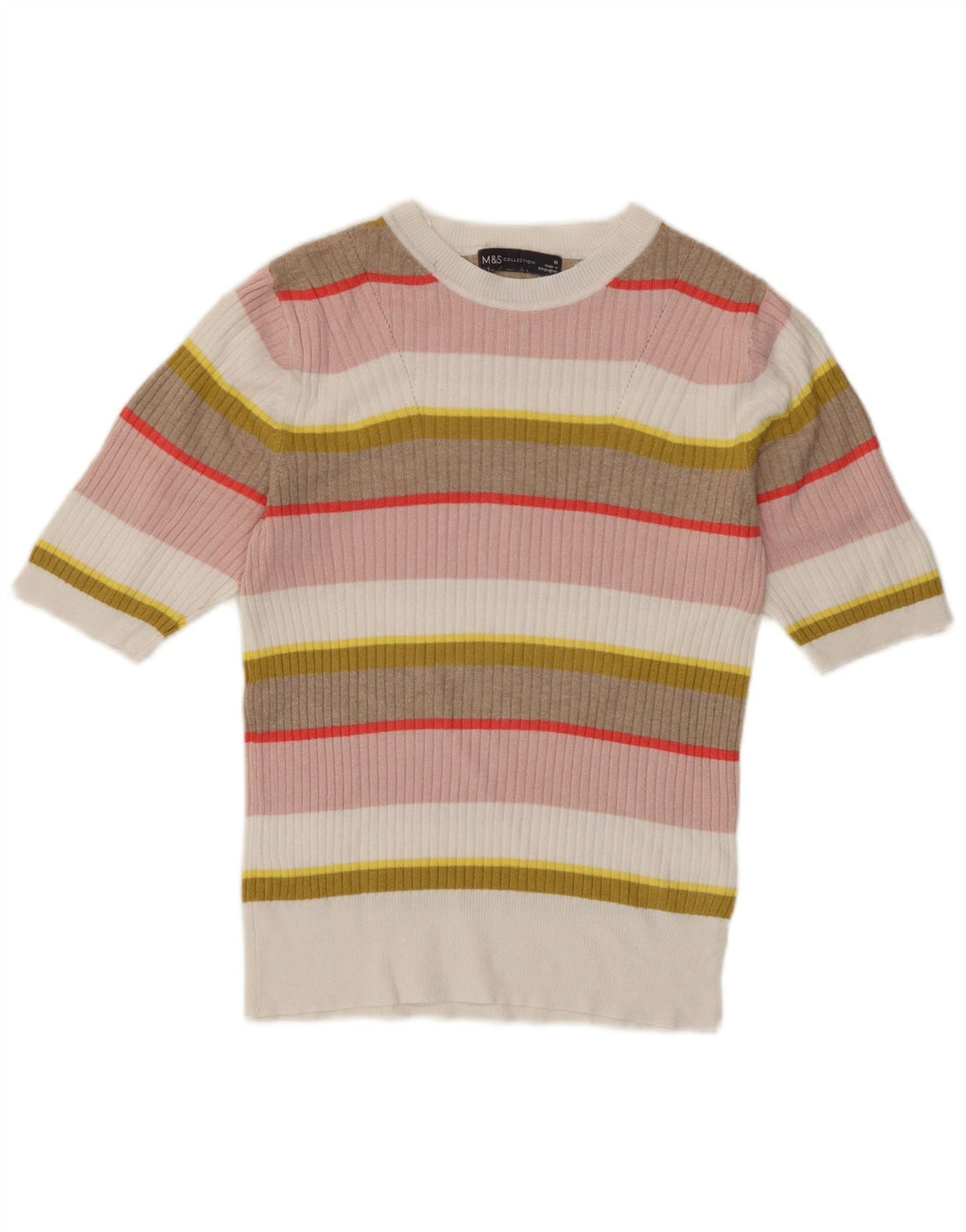 Tricou Crop pentru femei Marks & Spencer, Marea Britanie 10, cu dungi mici, multicolore