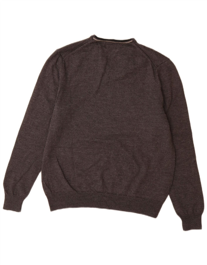 Fred Perry Pulover cu decolteu în V pentru bărbați, XL, lână merinos gri