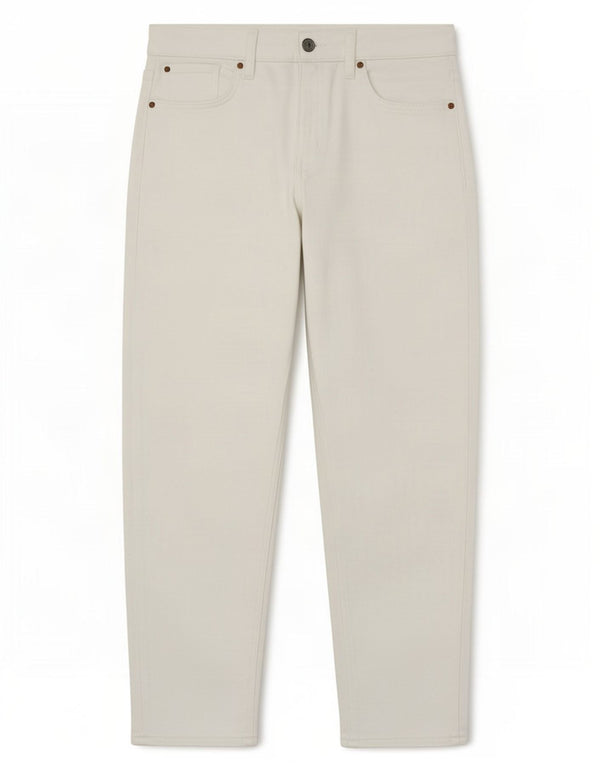 Marks & Spencer Womens Crop Tapered Jeans UK 12 Medium W30 L25 White Cotton