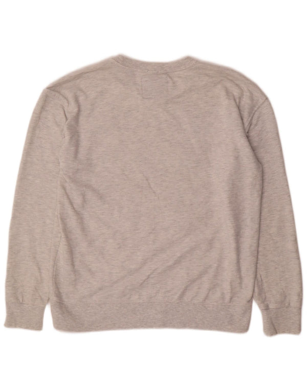 Pulover cu grafic pentru femei Superdry UK 14, bumbac cu pete gri mediu