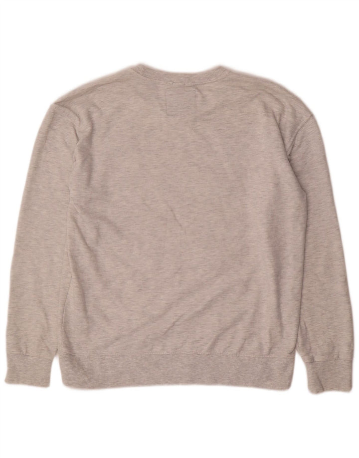 Pulover cu grafic pentru femei Superdry UK 14, bumbac cu pete gri mediu