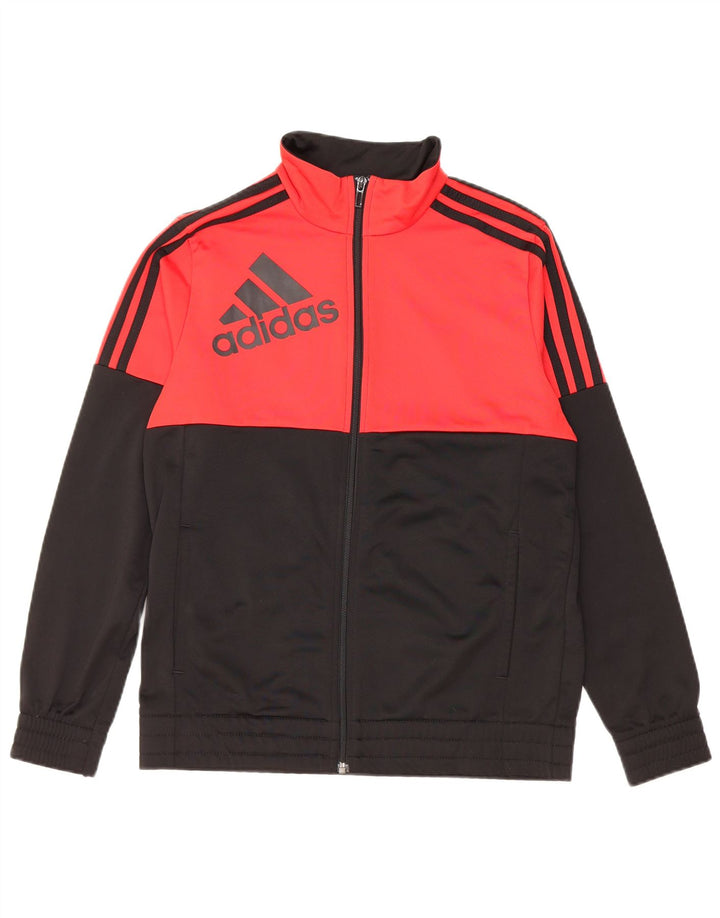 Jachetă de trening grafică ADIDAS pentru băieți 13-14 ani, negru, color block