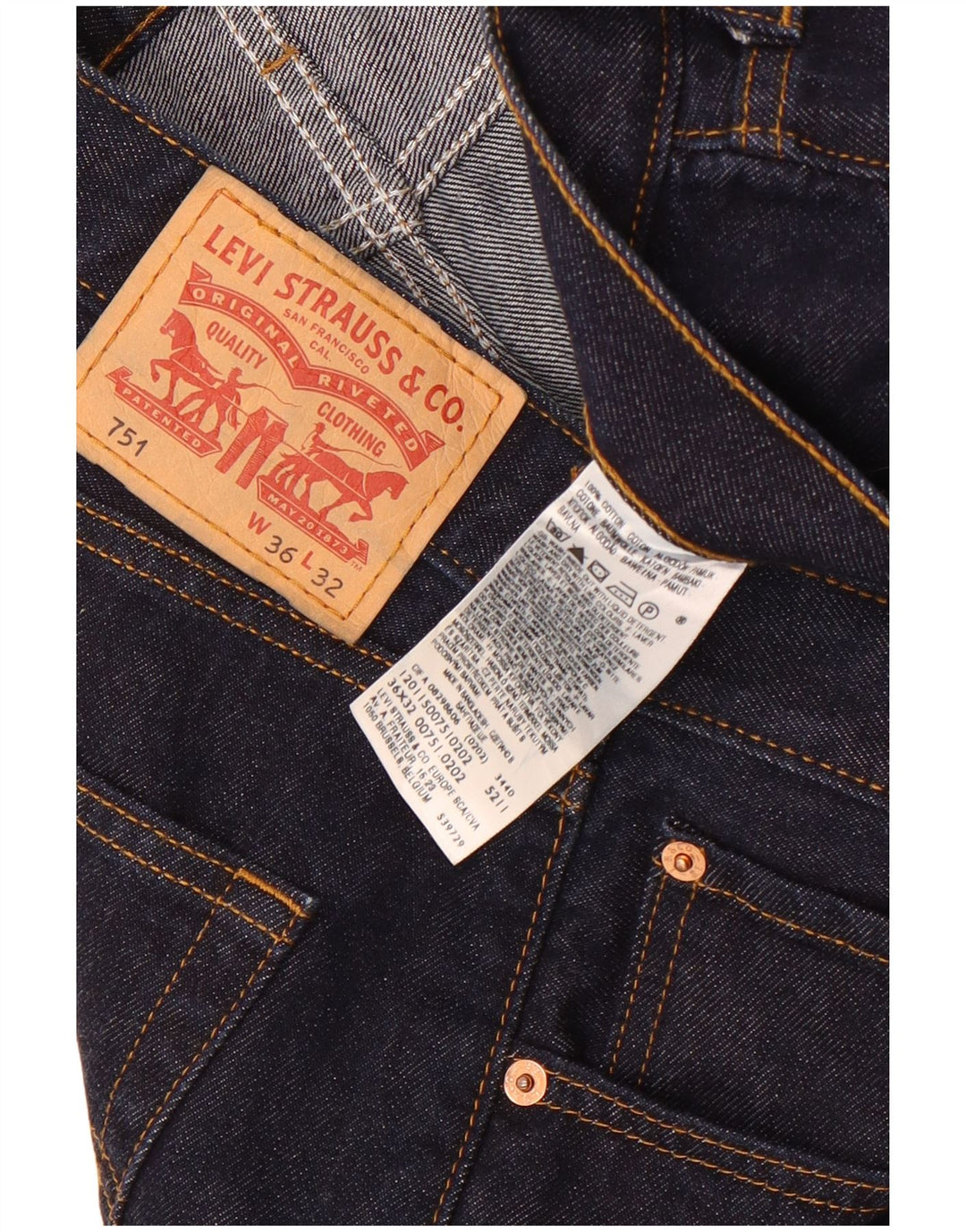 Blugi tăiați pentru bărbați Levi's 751 W36 L26 bumbac bleumarin