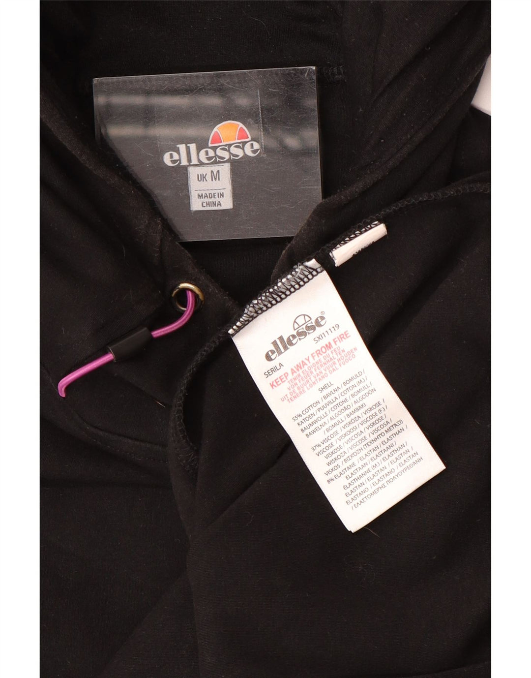 Pulover cu glugă cu grafic pentru bărbați Ellesse, bumbac mediu negru