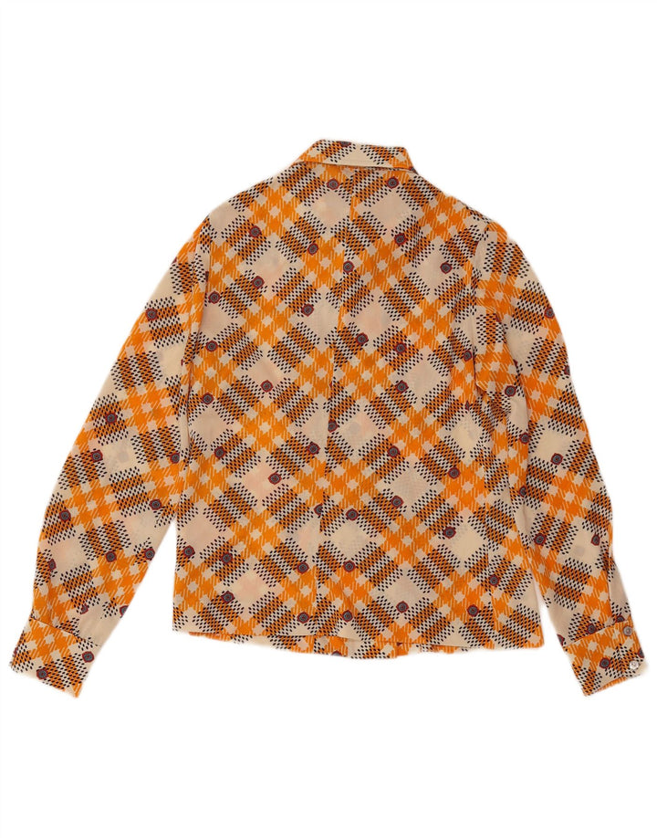 Bluză cămașă vintage pentru femei UK 12 Medium Orange Check