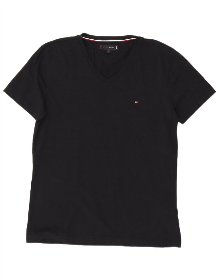 Tricou Tommy Hilfiger pentru bărbați Top mare din bumbac negru