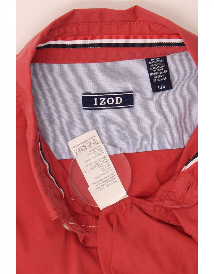IZOD Mens Short Sleeve Shirt Large Red Cotton Vintage Izod and Second-Hand Izod from Messina Hembry 