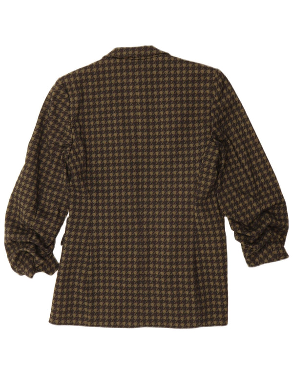 Marks & Spencer Jachetă Blazer deschisă pentru femei UK 10 Mic Khaki Houndstooth