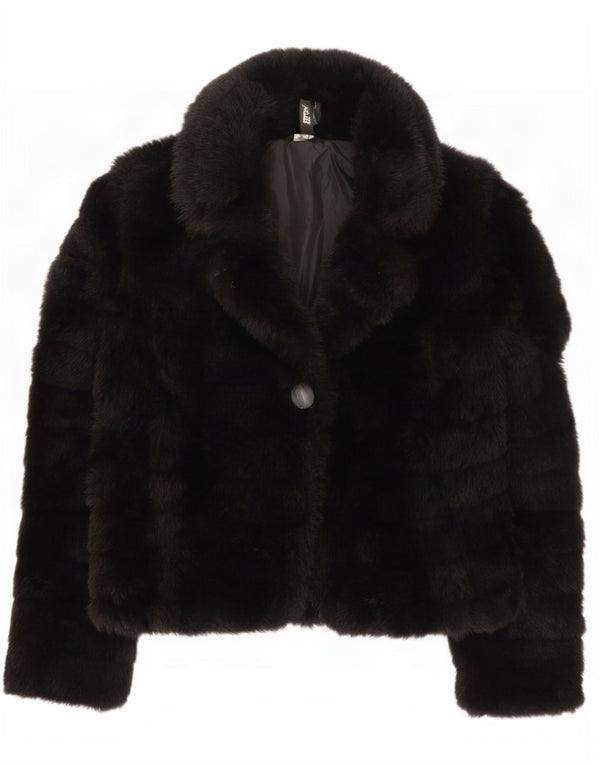 Jachetă vintage pentru femei din blană artificială UK 14 Medium Black Acrilic
