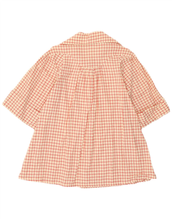 Cămașă vintage pentru femei cu mâneci 3/4 UK 12 Medium Off White Check