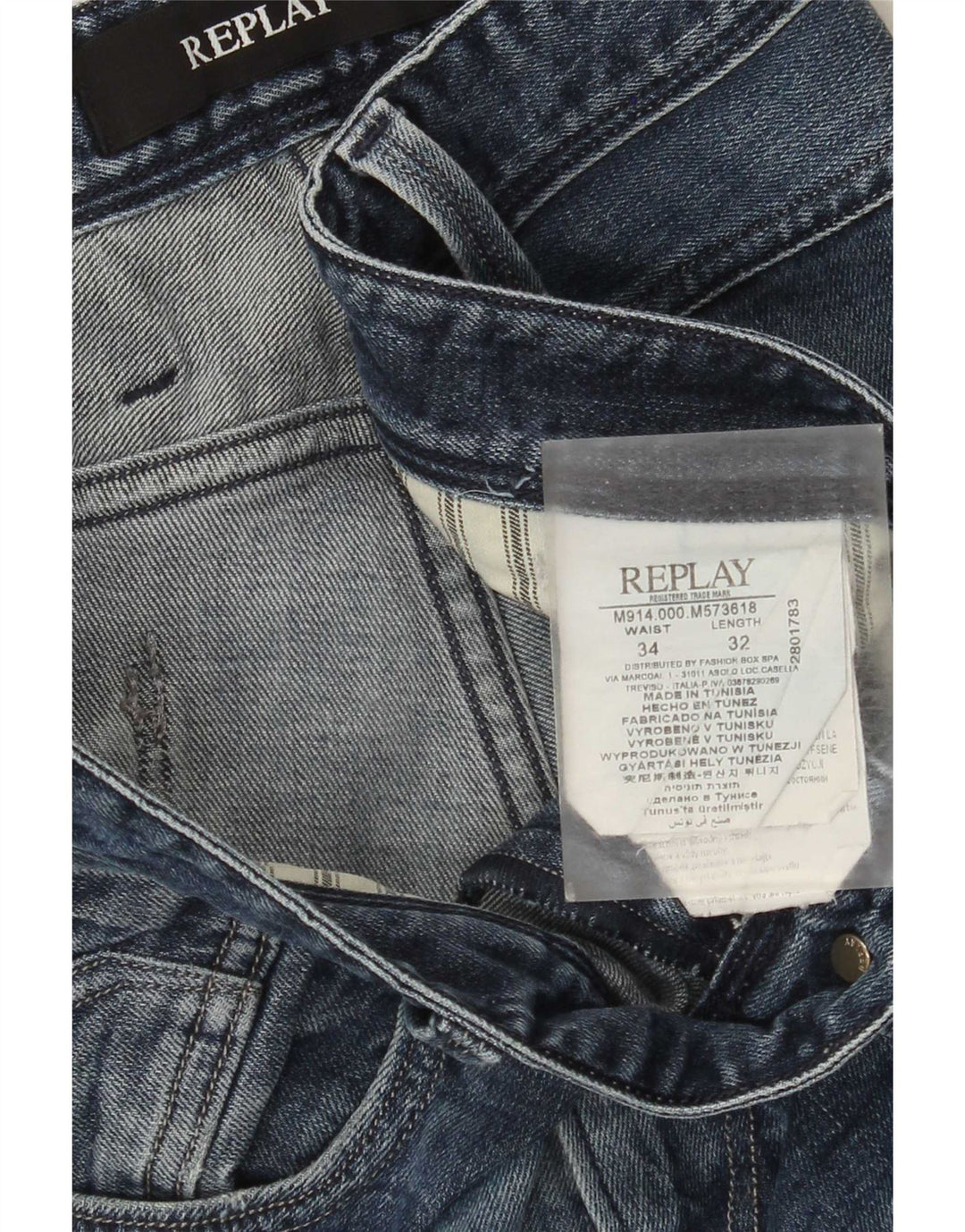 Replay blugi slim pentru femei W34 L32 bumbac albastru