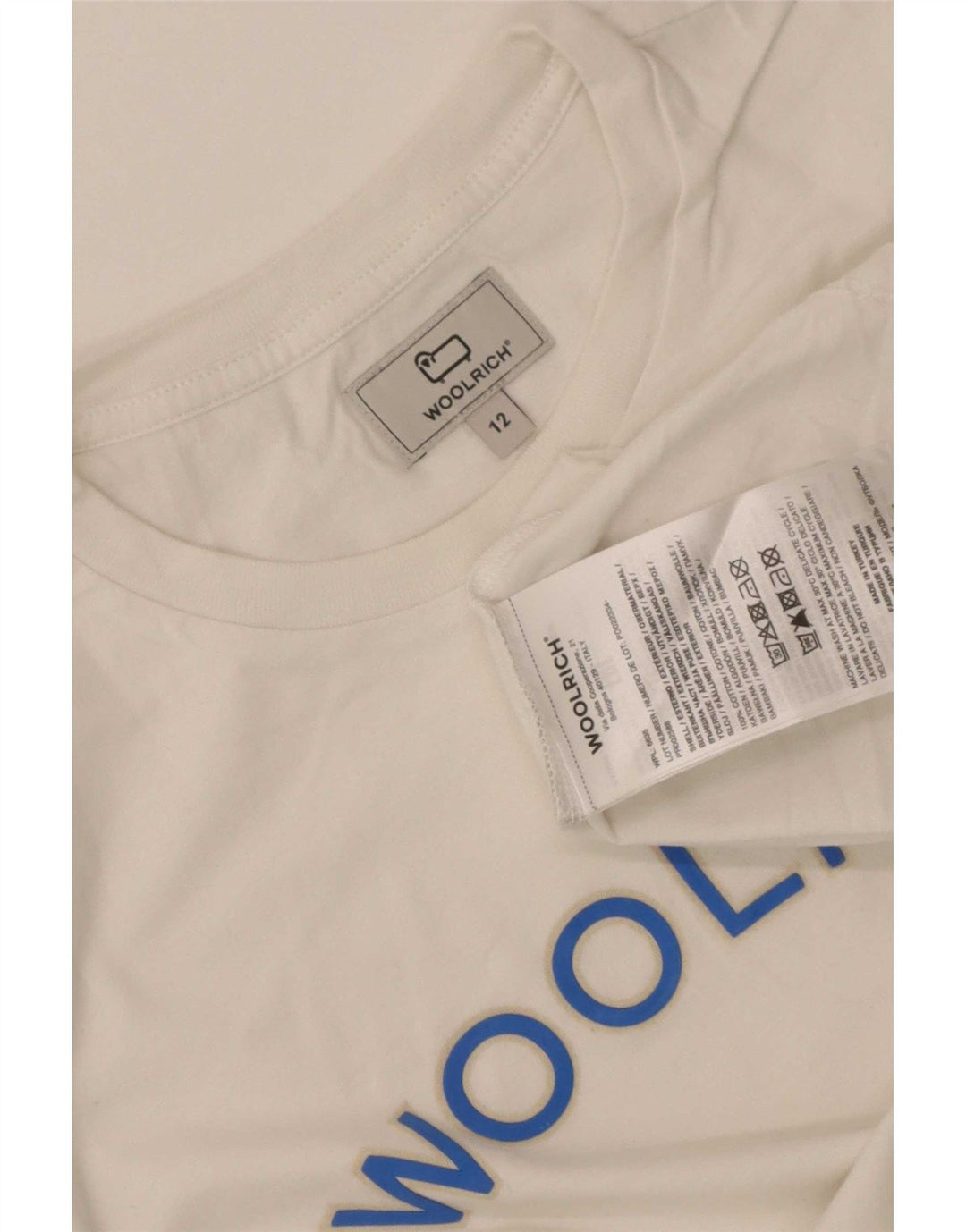 Tricou grafic pentru băieți Woolrich Top 11-12 ani Bumbac alb