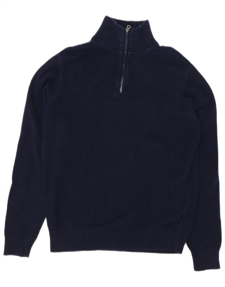 Pulover J. Crew pentru bărbați, cu fermoar și gât, bumbac, albastru bleumarin mediu