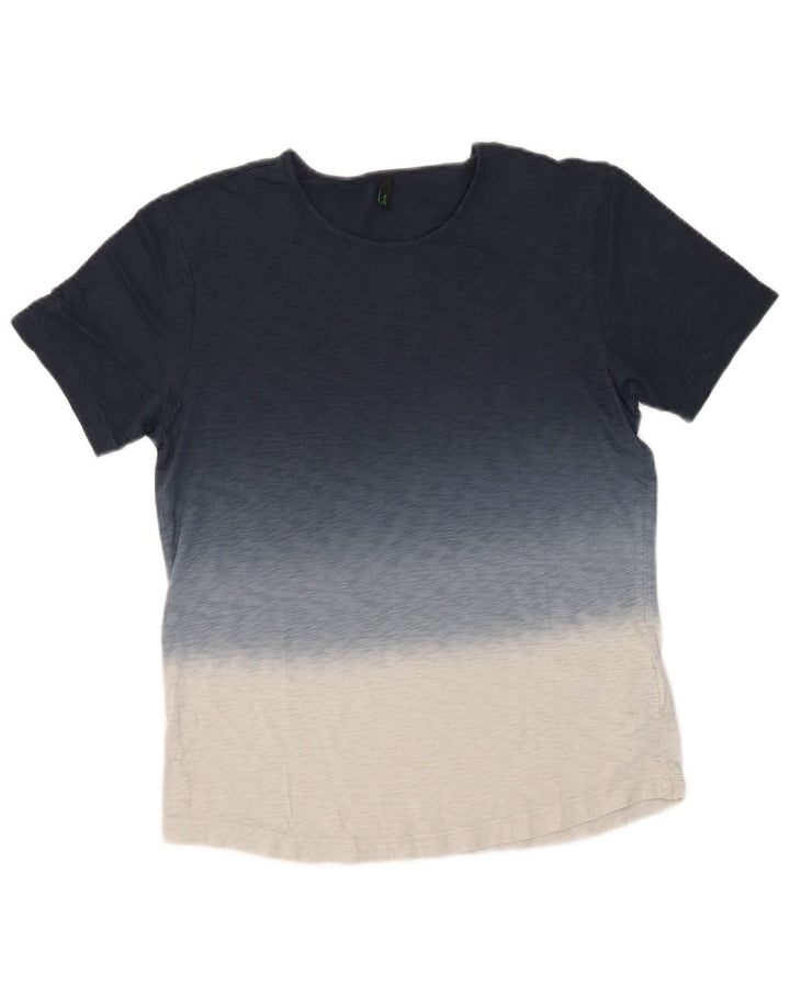 BENETTON Tricou Bărbați Top Mediu Bleumarin Bumbac Colorblock
