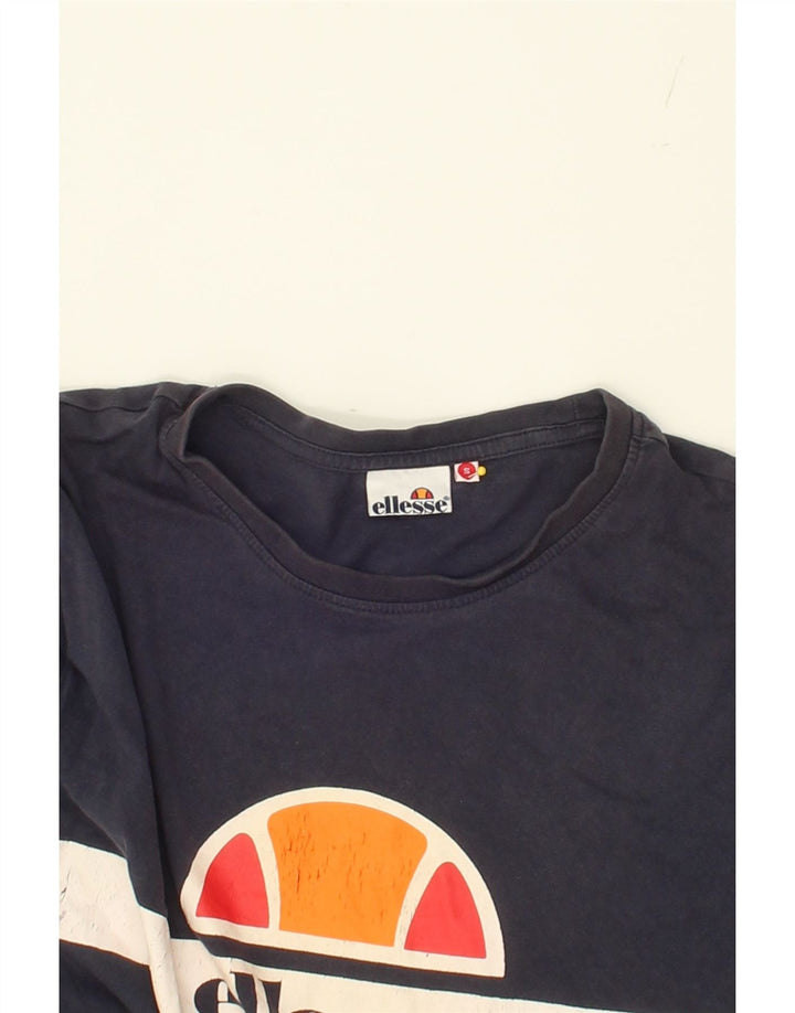 ELLESSE Mens Graphic T-Shirt Top Small Navy Blue Cotton Vintage Ellesse and Second-Hand Ellesse from Messina Hembry 