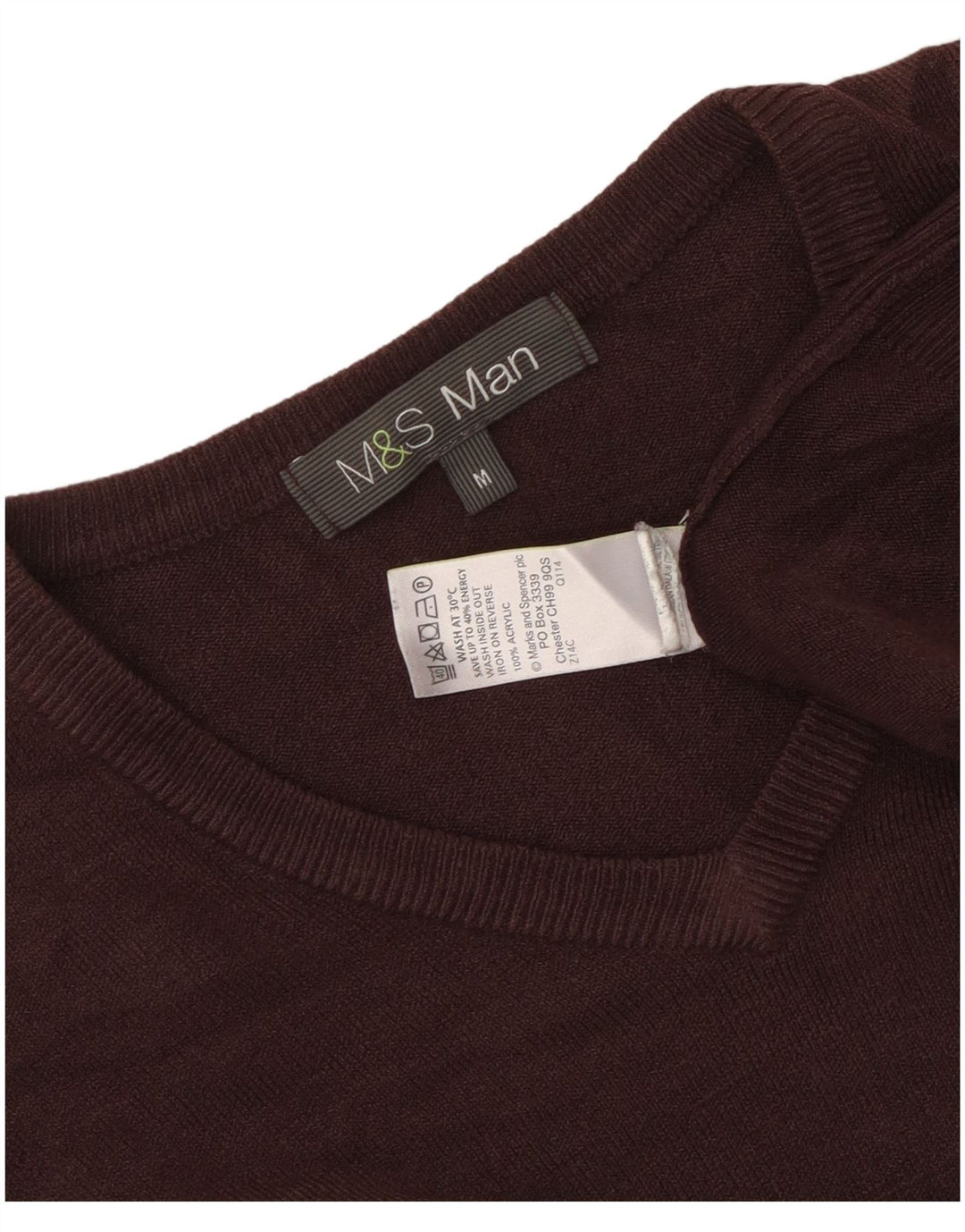 Marks & Spencer Pulover cu decolteu în V pentru femei UK 14 Maro mediu acrilic