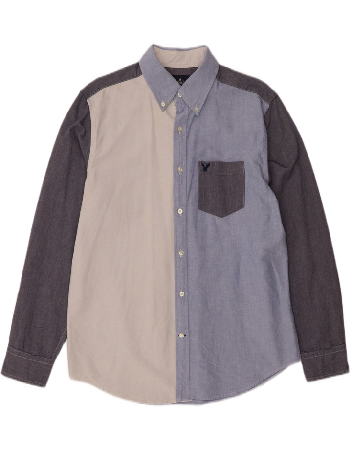 AMERICAN EAGLE Mens Classic Fit Shirt Large Blue Colourblock Cotton Vintage American Eagle and Second-Hand American Eagle from Messina Hembry 