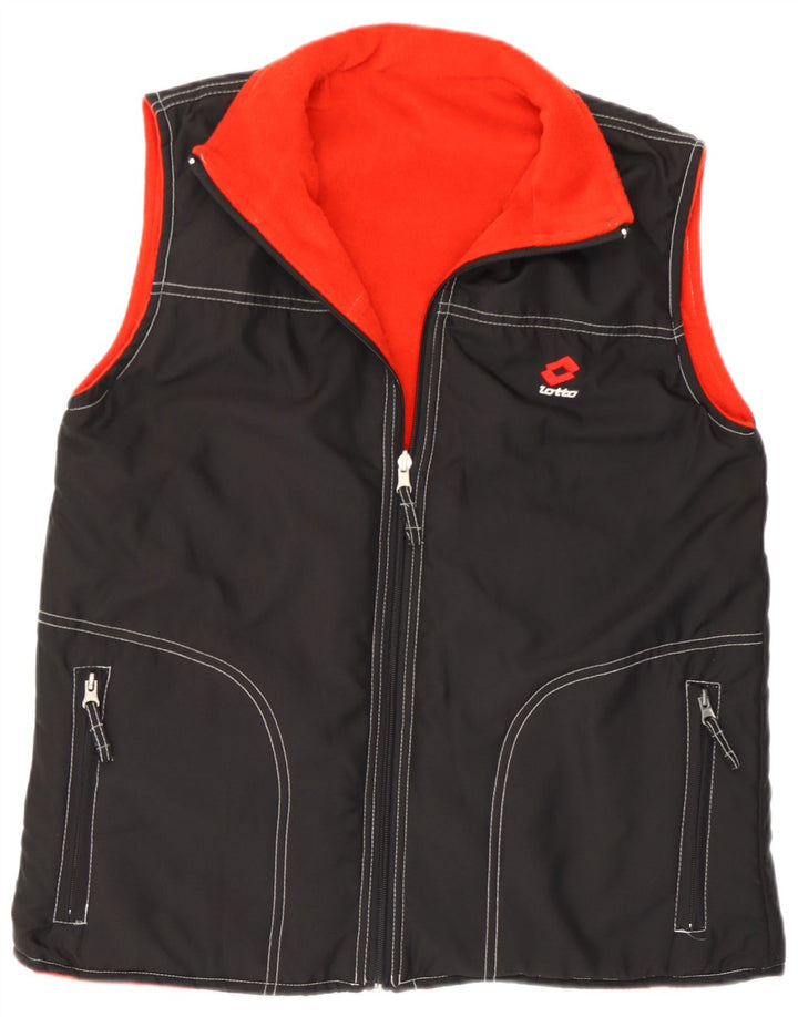 Gilet Lotto pentru bărbați, reversibil, mic, negru, poliester color bloc