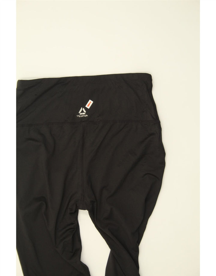 REEBOK Womens Capri Leggings UK 12 Medium  Black Polyester Vintage Reebok and Second-Hand Reebok from Messina Hembry 
