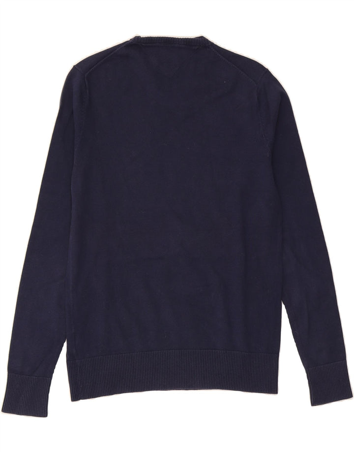 TOMMY HILFIGER Mens Crew Neck Jumper Sweater Medium Navy Blue Cotton Vintage Tommy Hilfiger and Second-Hand Tommy Hilfiger from Messina Hembry 