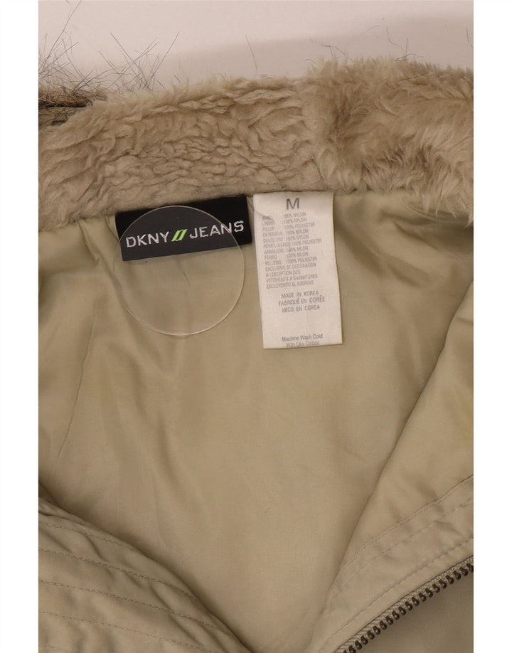 Jachetă de vânt cu glugă Dkny pentru femei UK 14 Medium Khaki Nylon