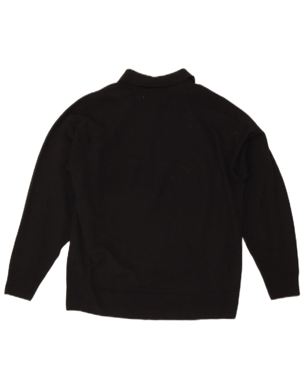 CZARINA Pulover cu gât polo pentru femei UK 16 Lână mare neagră